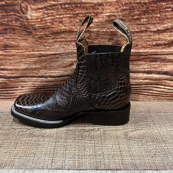 Men's Wéstern Vaquero Half boot PYTHON Print Leather Botin punta …